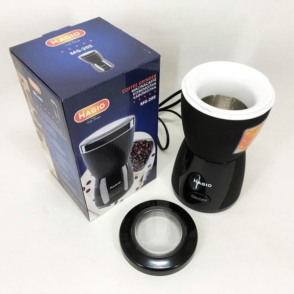 Кофемолка MAGIO MG-205 200 Вт, Кофемолка бытовая электрическая, Портативная кофемолка, Измельчитель кофе ws36422 фото