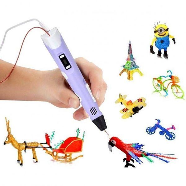 3D ручка Smart 3D Pen 2 c LCD дисплеем, Ручка для объемного рисования, Детская 3д ручка. Цвет: фиолетовый ws78385-2 фото