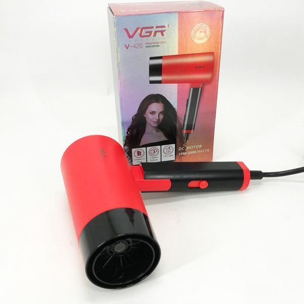 Фен со складной ручкой для волос VGR V-426 2000Вт, Стильный фен для укладки волос. Цвет: красный ws93167-1 фото
