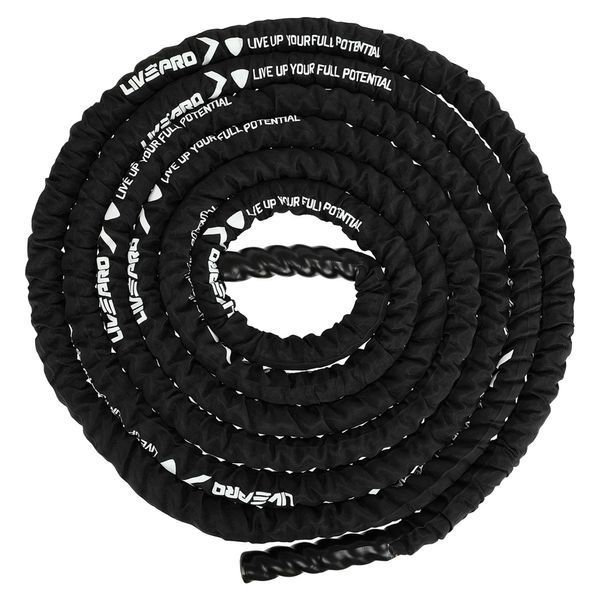 Канат для кросфіту в захисному рукаві BATTLE ROPE LiveUp LP8172-12 12м чорний LP8172-12 фото