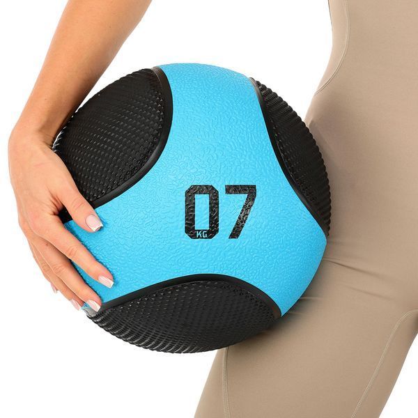 М'яч медичний медбол Medicine Ball LiveUp LP8112-7 7кг чорний-синій LP8112-7 фото