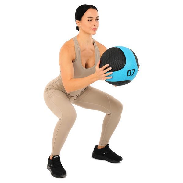 М'яч медичний медбол Medicine Ball LiveUp LP8112-7 7кг чорний-синій LP8112-7 фото