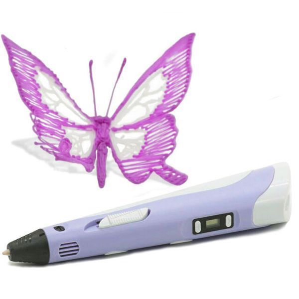 3D ручка Smart 3D Pen 2 c LCD дисплеем, Ручка для объемного рисования, Детская 3д ручка. Цвет: фиолетовый ws78385-2 фото