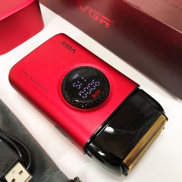 Електробритва VGR V-378 RED шейвер, подвійне лезо, регулювання потужності 7000-9000 RPM. Колір: червоний ws68449 фото