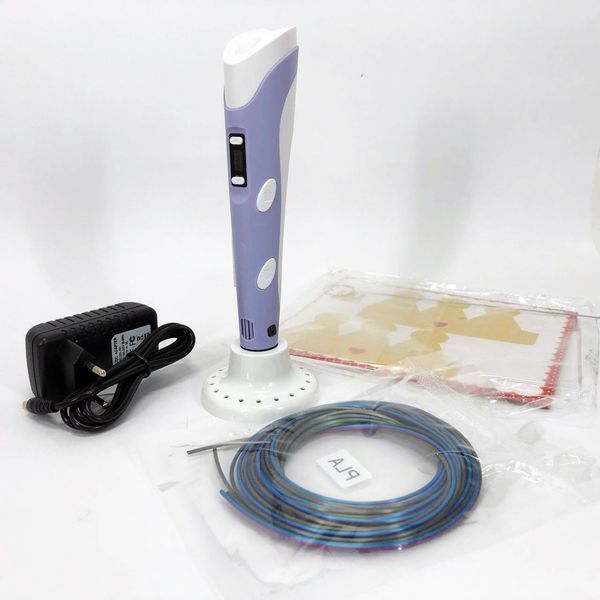 3D ручка Smart 3D Pen 2 c LCD дисплеем, Ручка для объемного рисования, Детская 3д ручка. Цвет: фиолетовый ws78385-2 фото