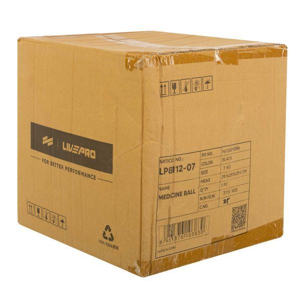 М'яч медичний медбол Medicine Ball LiveUp LP8112-7 7кг чорний-синій LP8112-7 фото