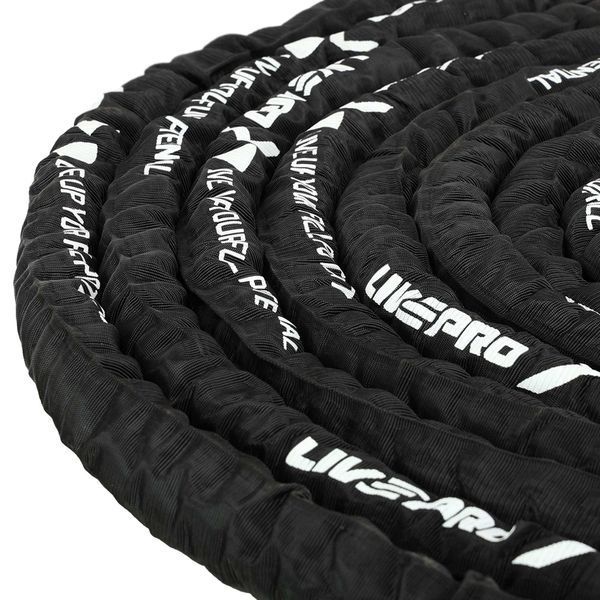 Канат для кросфіту в захисному рукаві BATTLE ROPE LiveUp LP8172-12 12м чорний LP8172-12 фото