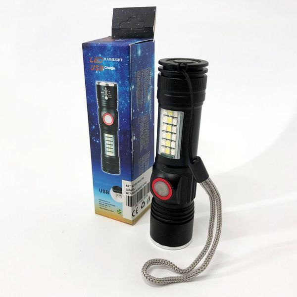 Фонарь SY-1903C-P50+SMD+RGB Alarm, ЗУ USB, карманный фонарь с usb зарядкой, сверхмощный фонарик ws92251 фото