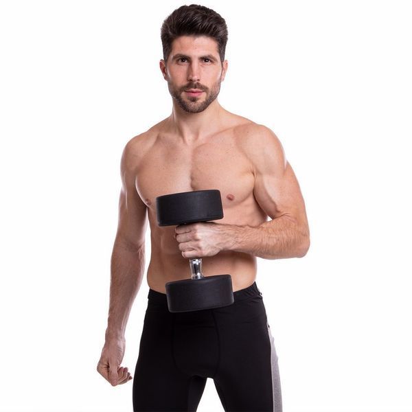 Гантель цільна професійна з поліуретановим покриттям TECHNOGYM LN-1254-20 1шт 20кг чорний-сірий LN-1254-20 фото