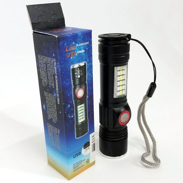 Фонарь SY-1903C-P50+SMD+RGB Alarm, ЗУ USB, карманный фонарь с usb зарядкой, сверхмощный фонарик ws92251 фото