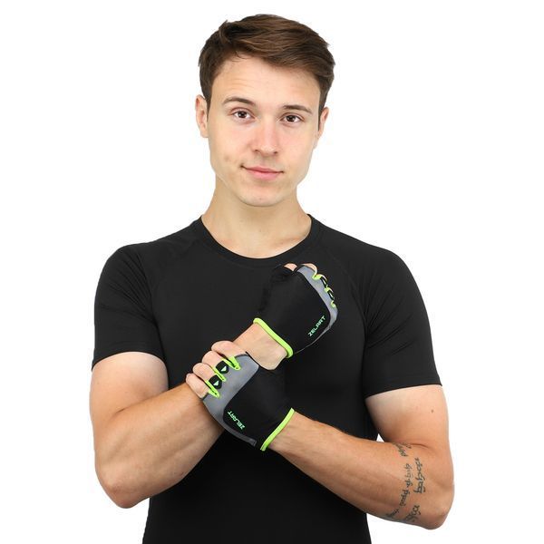 Перчатки спортивные ZELART WorkOut BC-2428 размер S-XL черный-салатовый BC-2428 фото