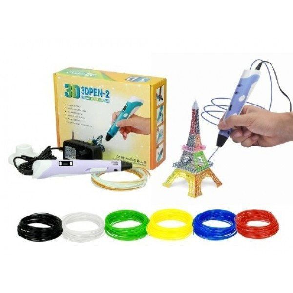 3D ручка Smart 3D Pen 2 c LCD дисплеем, Ручка для объемного рисования, Детская 3д ручка. Цвет: фиолетовый ws78385-2 фото
