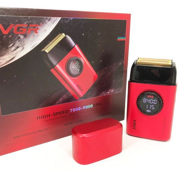 Електробритва VGR V-378 RED шейвер, подвійне лезо, регулювання потужності 7000-9000 RPM. Колір: червоний ws68449 фото