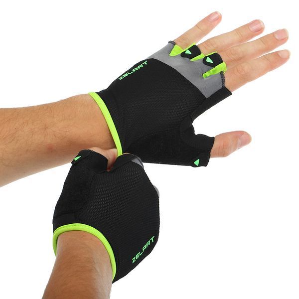 Перчатки спортивные ZELART WorkOut BC-2428 размер S-XL черный-салатовый BC-2428 фото