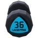 Гантели цельные профессиональные с полиуретановым покрытием LiveUp LP8003-36 2шт по 36кг черный-синий LP8003-36 фото 4
