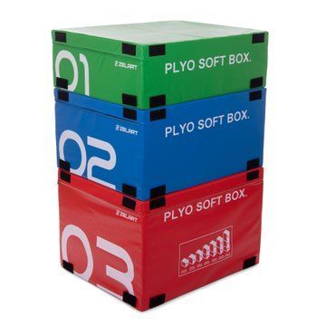 Бокс плиометрический тумба для кроссфита Плиобокс набор 3 бокса Plyo boxes Zelart FI-3634 3шт 90х75х30/45/60см зеленый, синий, красный FI-3634 фото