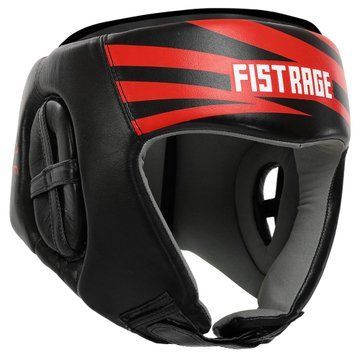 Шлем боксерский открытый кожаный FISTRAGE RAGE VL-6369 S-XL черный-красный XL VL-6369 фото
