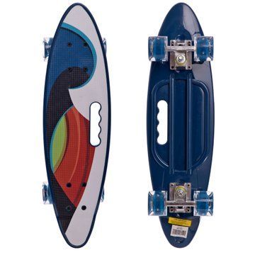 Пенни борд Penny Board круизер пластиковый со светящимися колесами и ручкой для переноски 24' SP-Sport HB-31B-1 синий HB-31B-1 фото