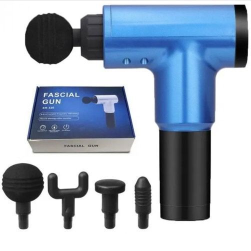 Аккумуляторный массажер Fascial Gun KH-320 портативный ручной ударный мышечный пистолет 4 насадки синий ws15677-1 фото