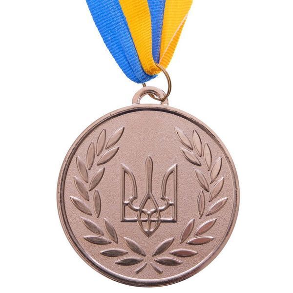 Медаль спортивная с лентой SP-Sport UKRAINE с украинской символикой C-6864 o6,5см золото, серебро, бронза C-6864 фото