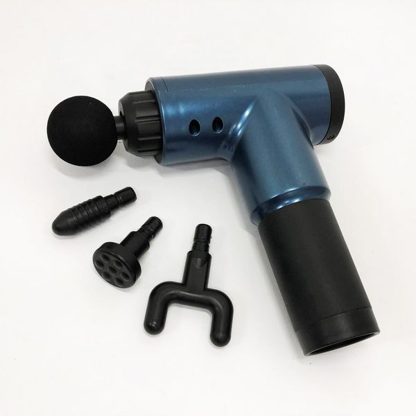 Аккумуляторный массажер Fascial Gun KH-320 портативный ручной ударный мышечный пистолет 4 насадки синий ws15677-1 фото