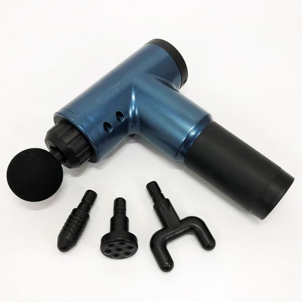 Аккумуляторный массажер Fascial Gun KH-320 портативный ручной ударный мышечный пистолет 4 насадки синий ws15677-1 фото