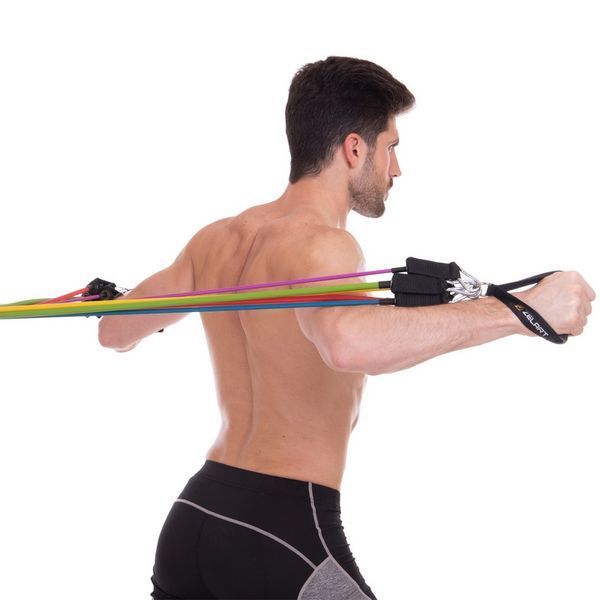 Эспандер многофункциональный для фитнеса 5 жгутов Zelart Resistance Band FI-2625 в чехле разноцветный FI-2625 фото