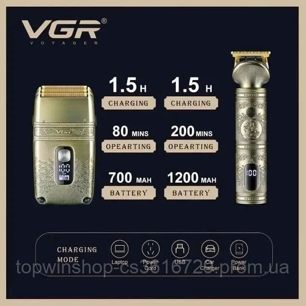 Провідний професійний набір машинка для стрижки та шейвер VGR V-649, Чоловічий акумуляторний тример ws56264 фото