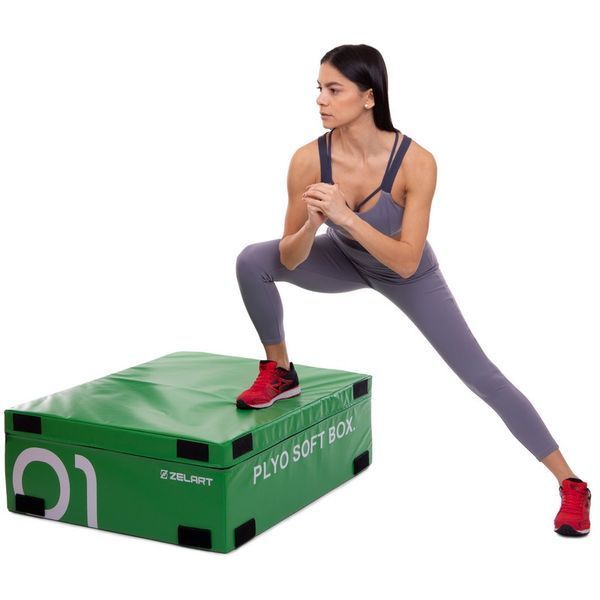 Бокс плиометрический тумба для кроссфита Плиобокс набор 3 бокса Plyo boxes Zelart FI-3634 3шт 90х75х30/45/60см зеленый, синий, красный FI-3634 фото