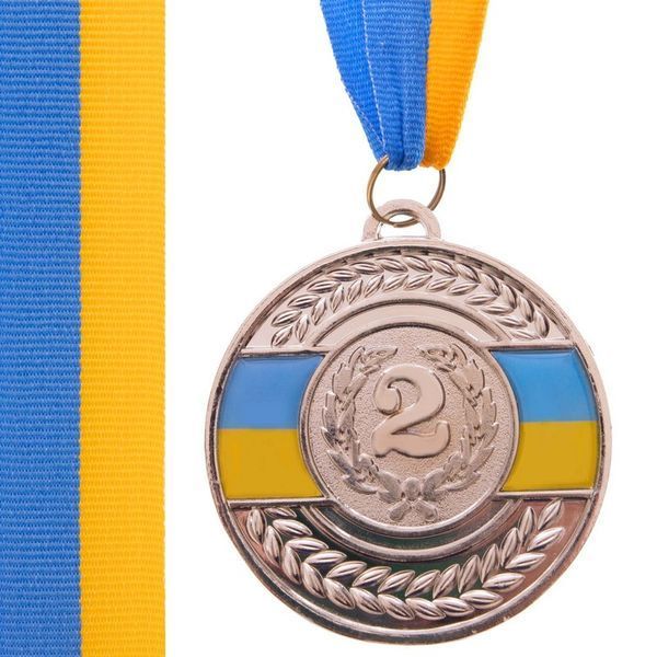 Медаль спортивная с лентой SP-Sport UKRAINE с украинской символикой C-6864 o6,5см золото, серебро, бронза C-6864 фото