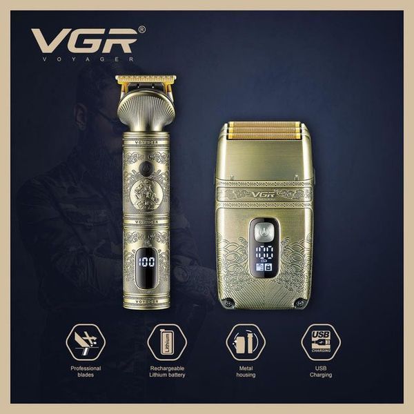 Провідний професійний набір машинка для стрижки та шейвер VGR V-649, Чоловічий акумуляторний тример ws56264 фото