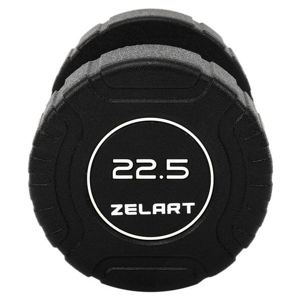 Гантель цільна професійна CPU покриття Zelart TA-3111-22_5 1шт 22,5кг чорний TA-3111-22_5 фото