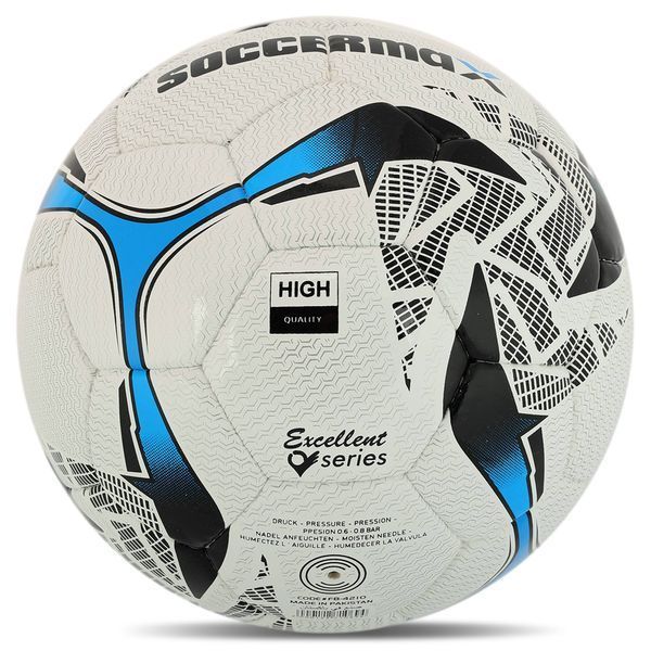 М'яч футбольний професійний SOCCERMAX FB-4210 №5 PU білий-синій FB-4210 фото