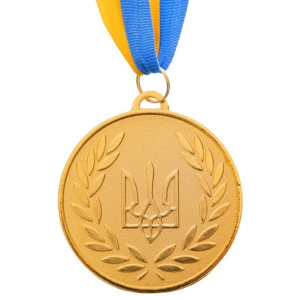 Медаль спортивная с лентой SP-Sport UKRAINE с украинской символикой C-6864 o6,5см золото, серебро, бронза C-6864 фото