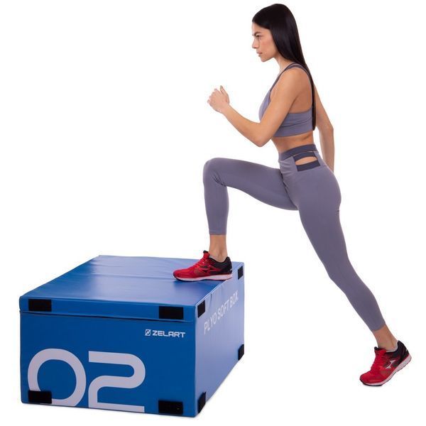 Бокс плиометрический тумба для кроссфита Плиобокс набор 3 бокса Plyo boxes Zelart FI-3634 3шт 90х75х30/45/60см зеленый, синий, красный FI-3634 фото
