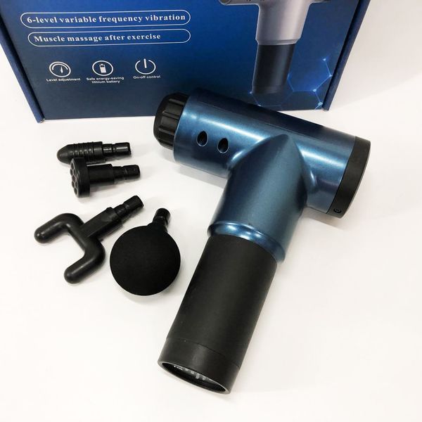 Аккумуляторный массажер Fascial Gun KH-320 портативный ручной ударный мышечный пистолет 4 насадки синий ws15677-1 фото