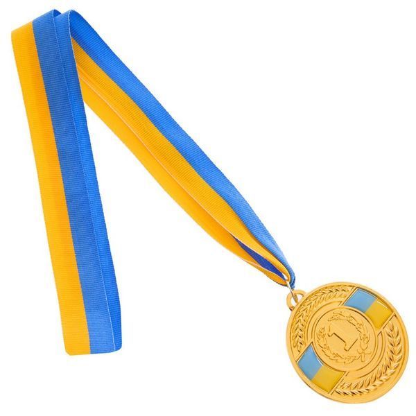 Медаль спортивная с лентой SP-Sport UKRAINE с украинской символикой C-6864 o6,5см золото, серебро, бронза C-6864 фото